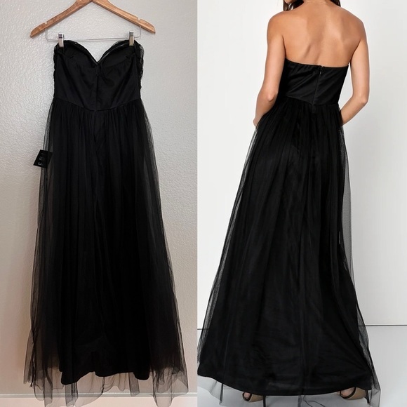 NWOT Regal Behavior Black Tulle Strapless Maxi Dress - Picture 3 of 7